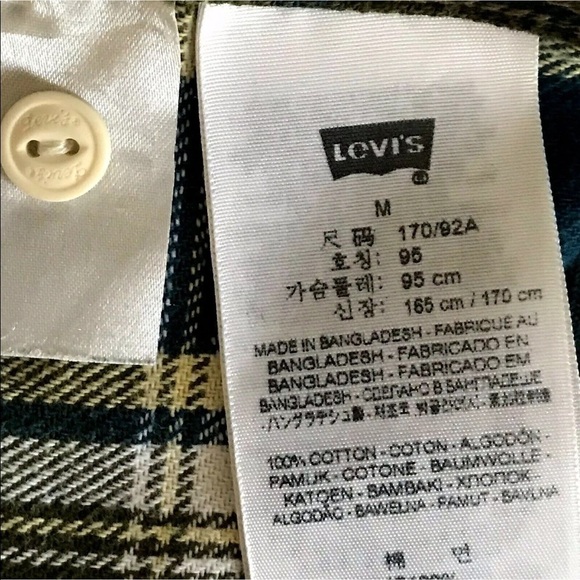 Levis Plaid Flannel LS Button Front Shirt Medium - Picture 8 of 8